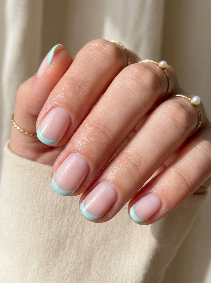 Pastel Turquoise French Nails als Turquoise French Nails Inspiration 2026